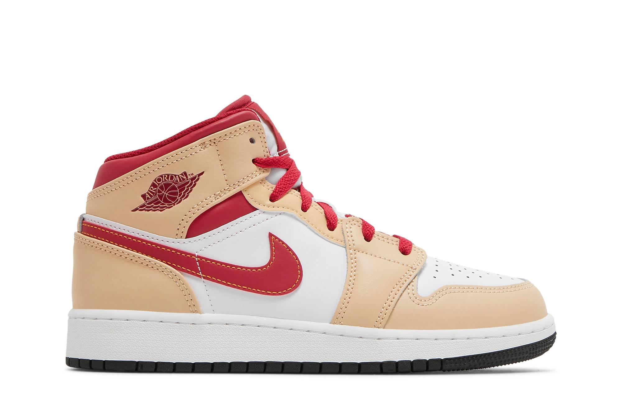 (Grade School) Air Jordan 1 Mid ‘Beige Red’ 554725-201
