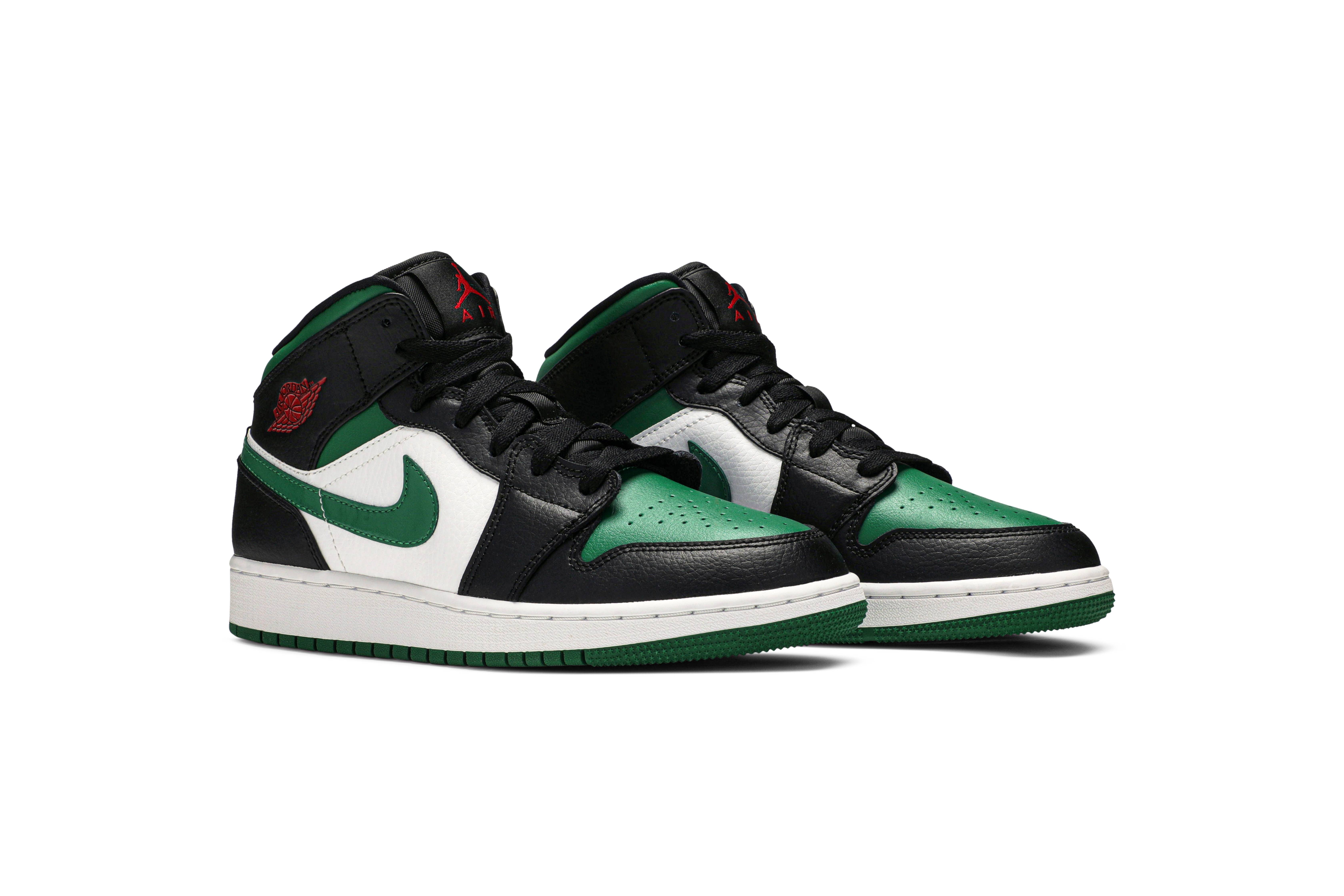 (Grade School) Air Jordan 1 Mid Black Pine Green 554725-067 Nicesnk