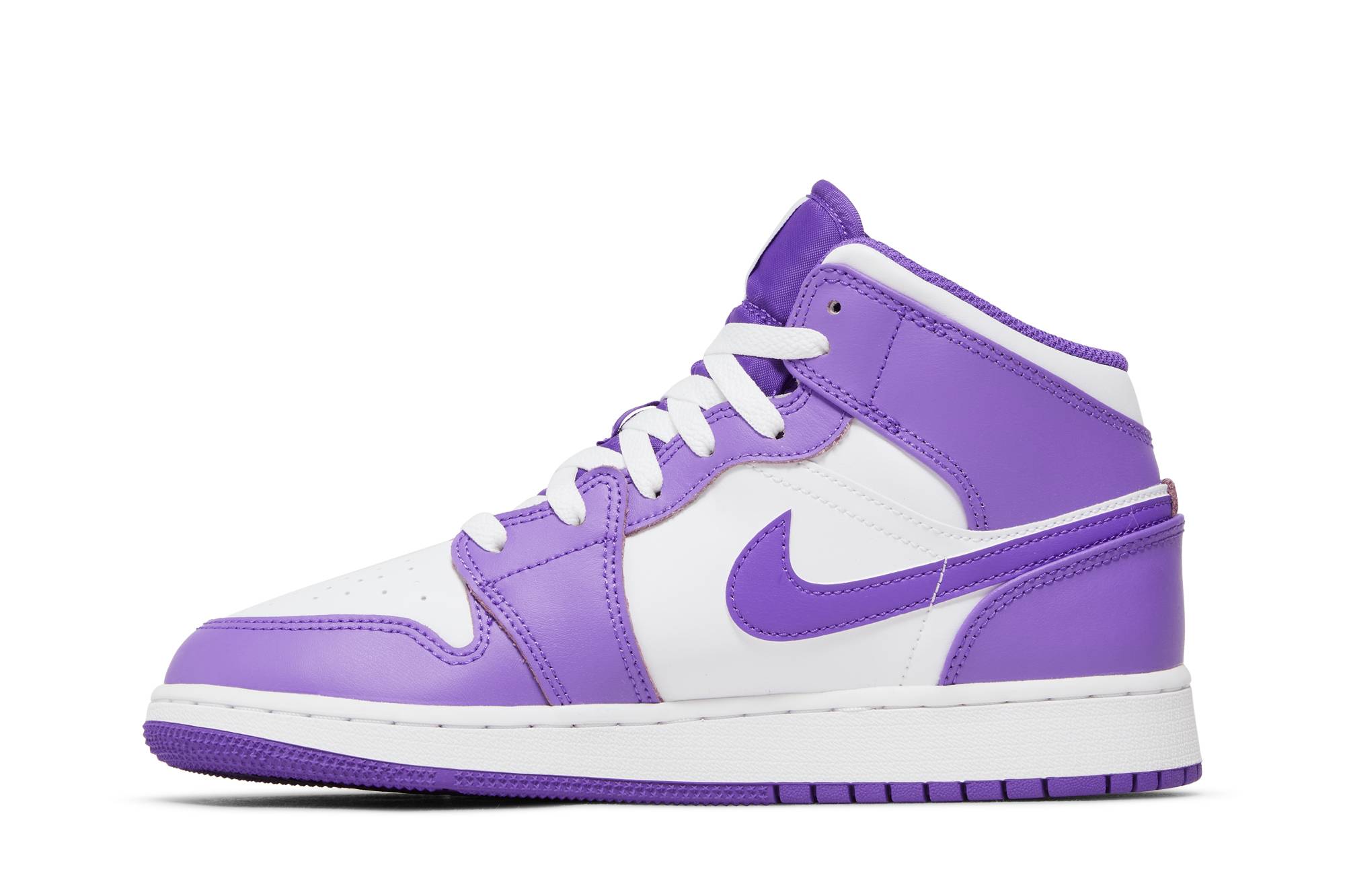 (Grade School) Air Jordan 1 Mid White Purple DQ8423-511 Nicesnk