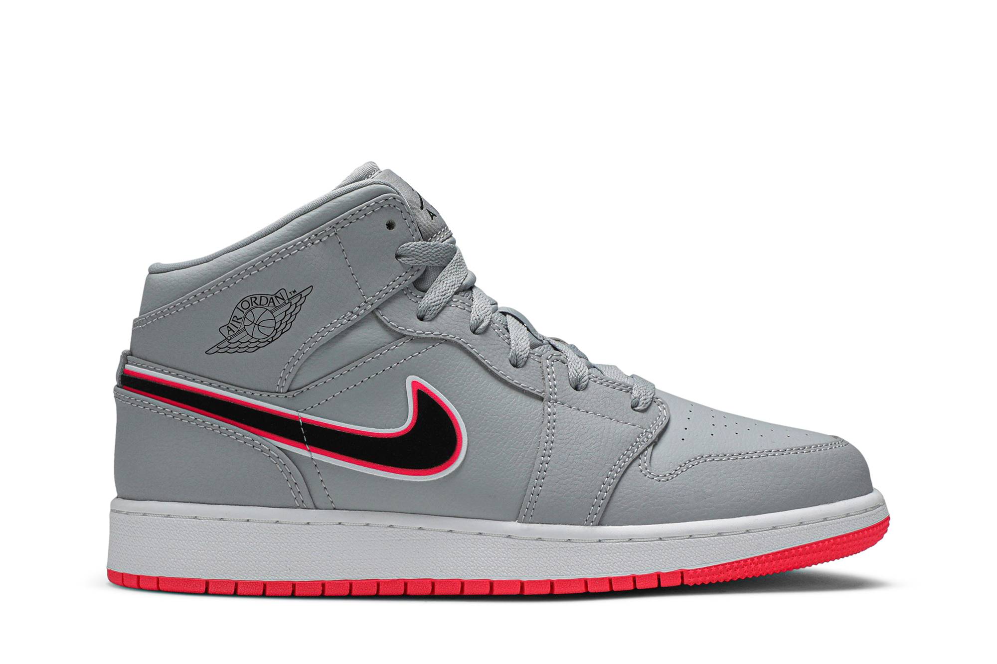 (Grade School) Air Jordan 1 Mid ‘Wolf Grey Pink’ 555112-060