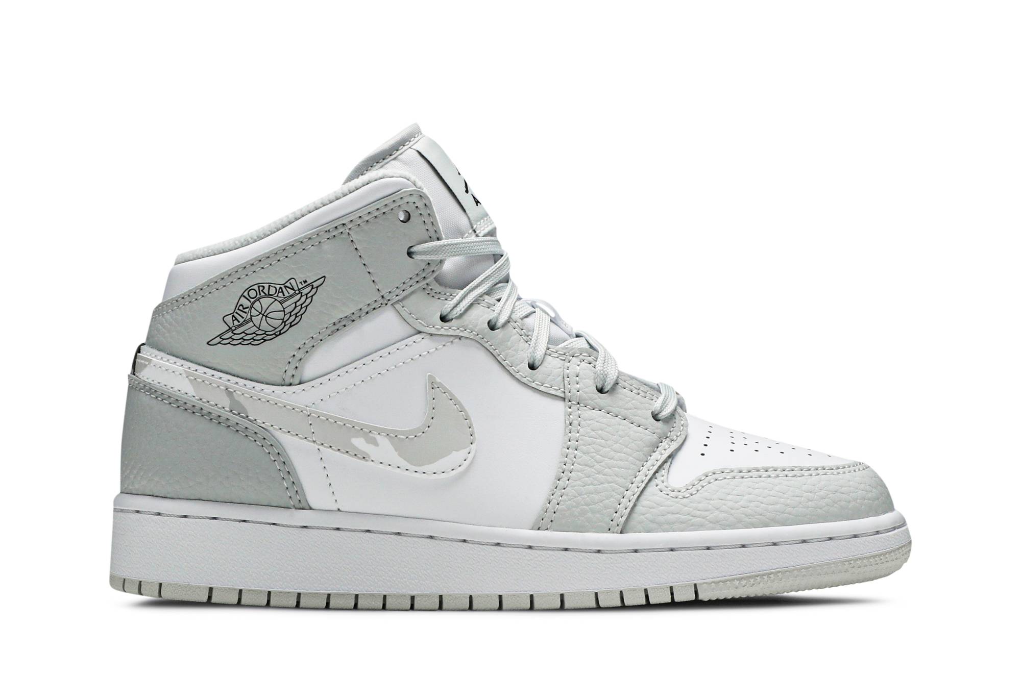 (Grade School) Air Jordan 1 Mid SE ‘Swoosh Logo – Grey Camo’ DD3235-100
