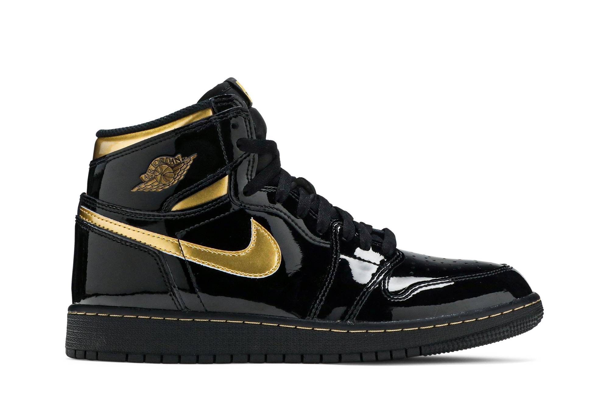 (Grade School) Air Jordan 1 Retro High OG ‘Black Metallic Gold’ 575441-032