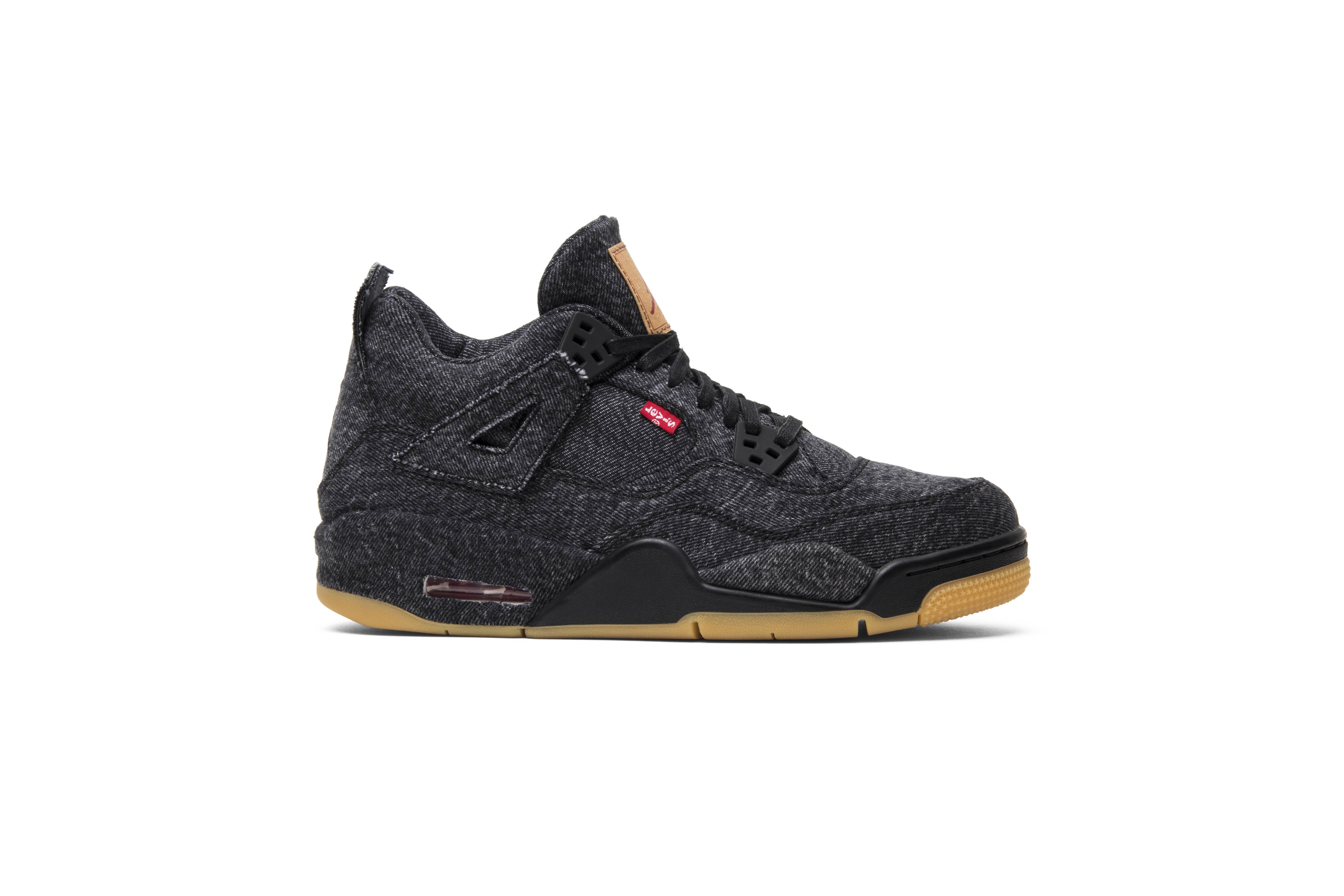 (grade school) L*v*s x air jordan 4 retro black denim (L*v*s tag) aq9103-001 nicesnk