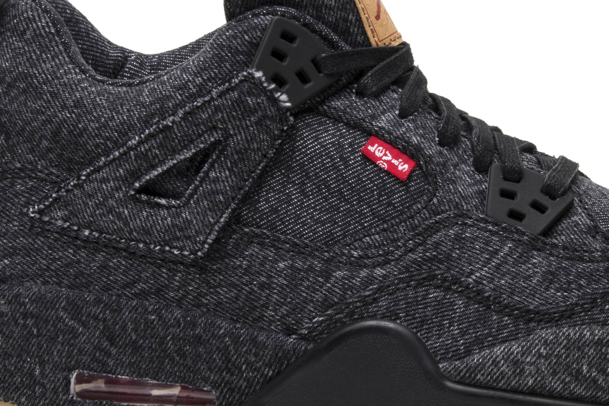 (grade school) L*v*s x air jordan 4 retro black denim (L*v*s tag) aq9103-001 nicesnk
