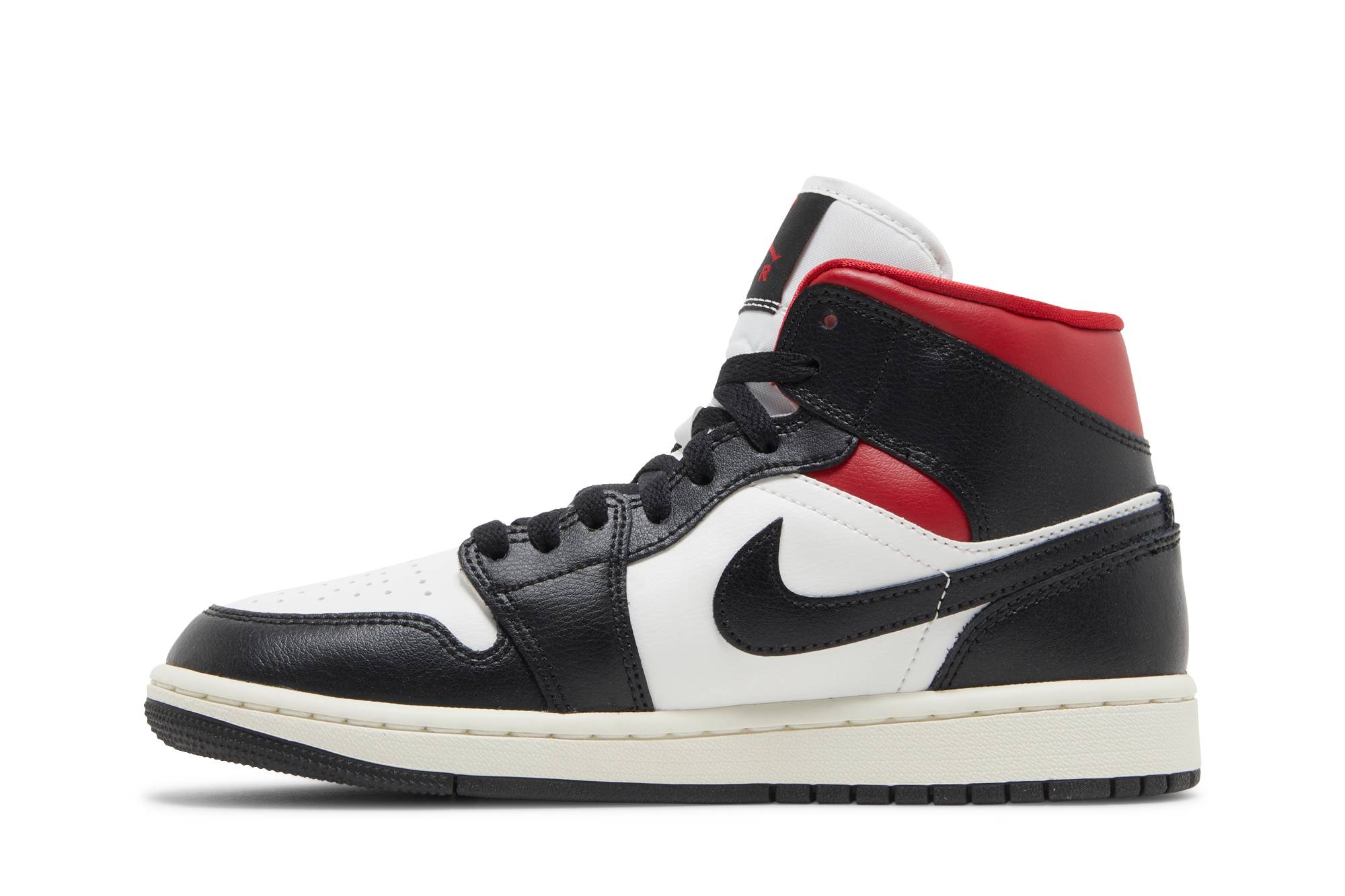 (Women) Air Jordan 1 Mid ‘Black Sail Gym Red’ BQ6472-061