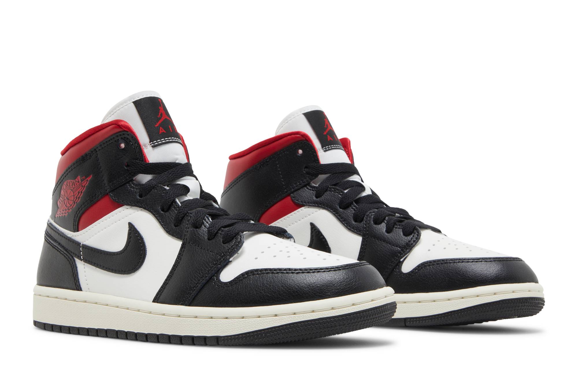 (Women) Air Jordan 1 Mid ‘Black Sail Gym Red’ BQ6472-061