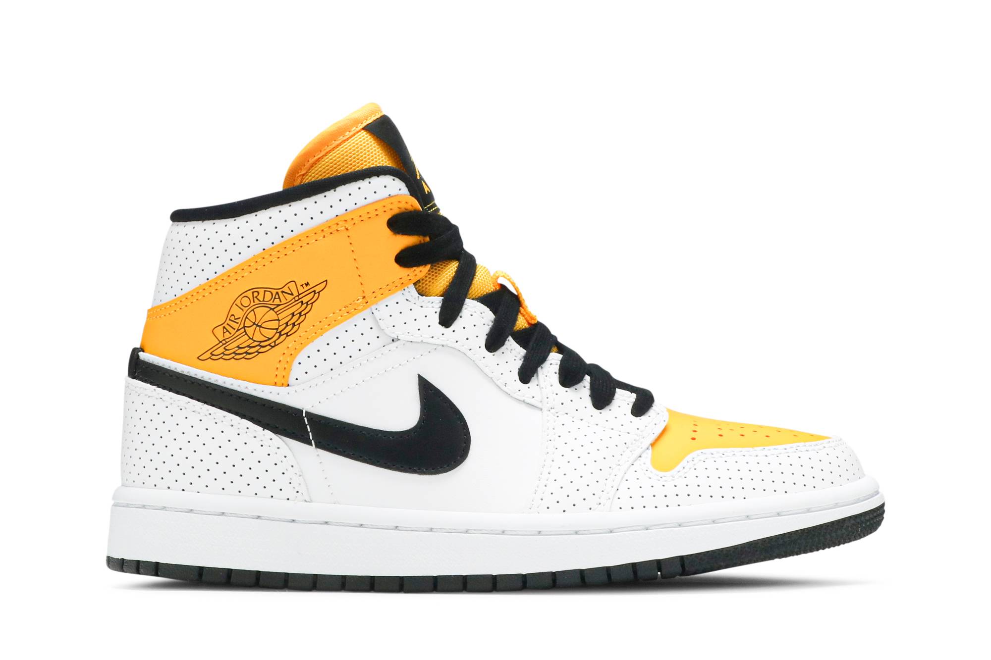 (Women) Air Jordan 1 Mid ‘Perforated – White University Gold’ BQ6472-107