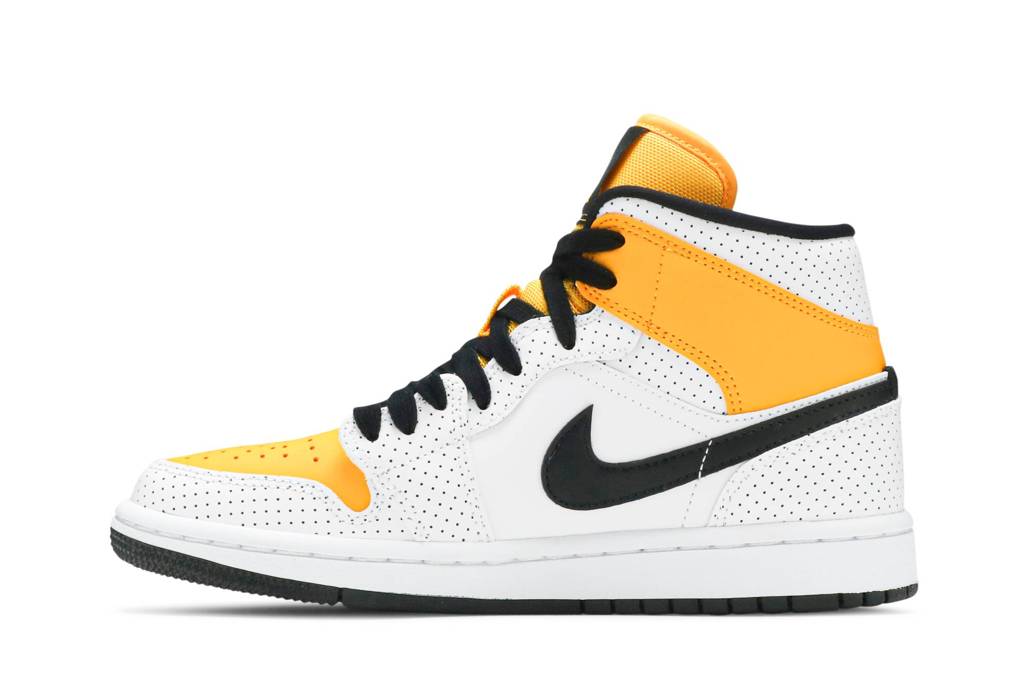 (Women) Air Jordan 1 Mid ‘Perforated – White University Gold’ BQ6472-107