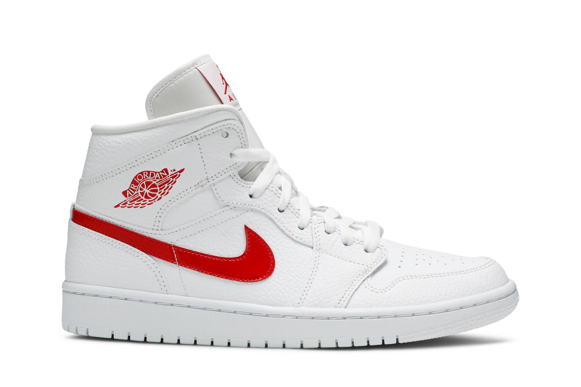 (Women) Air Jordan 1 Mid White University Red BQ6472-106 Nicesnk