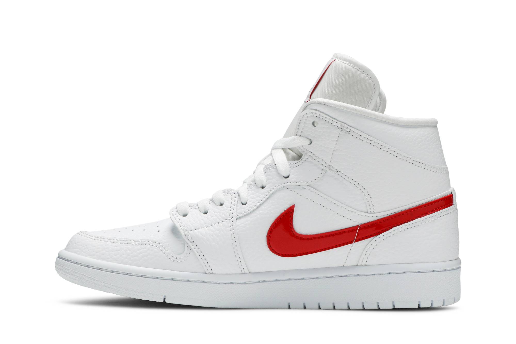 (Women) Air Jordan 1 Mid White University Red BQ6472-106 Nicesnk