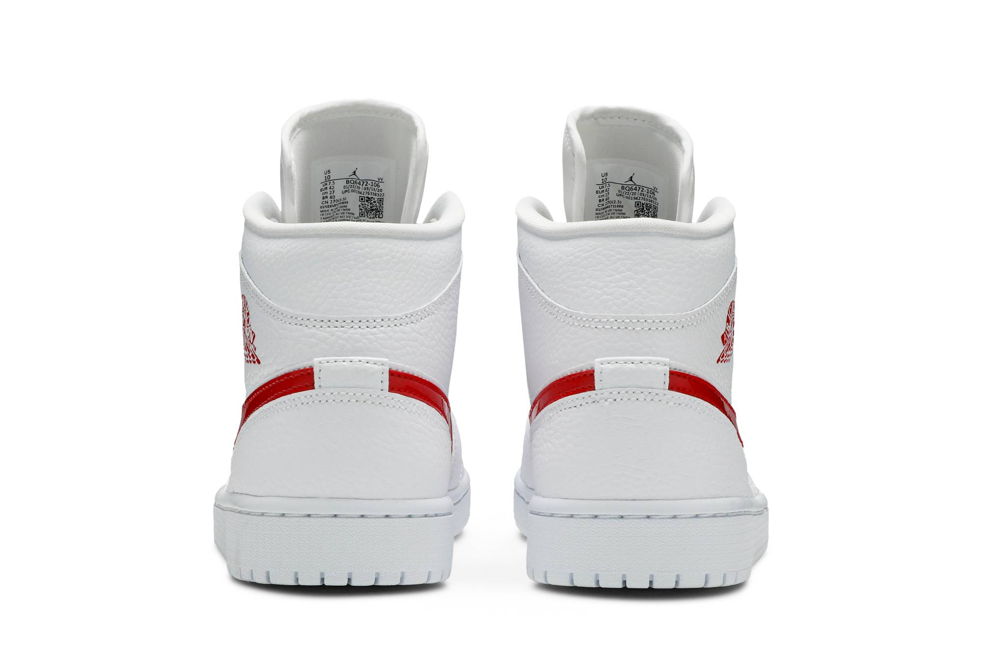 (Women) Air Jordan 1 Mid White University Red BQ6472-106 Nicesnk