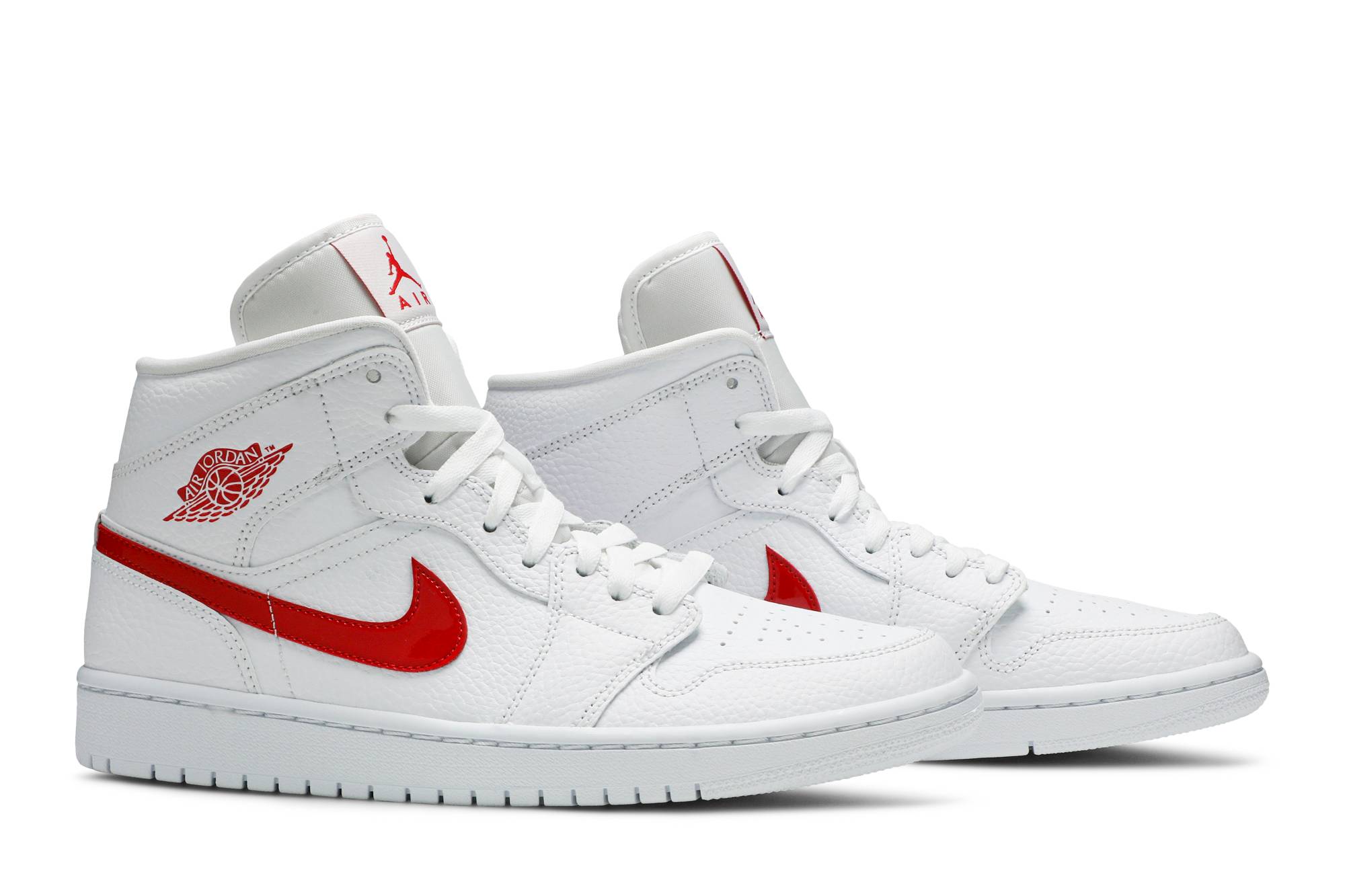 (Women) Air Jordan 1 Mid White University Red BQ6472-106 Nicesnk