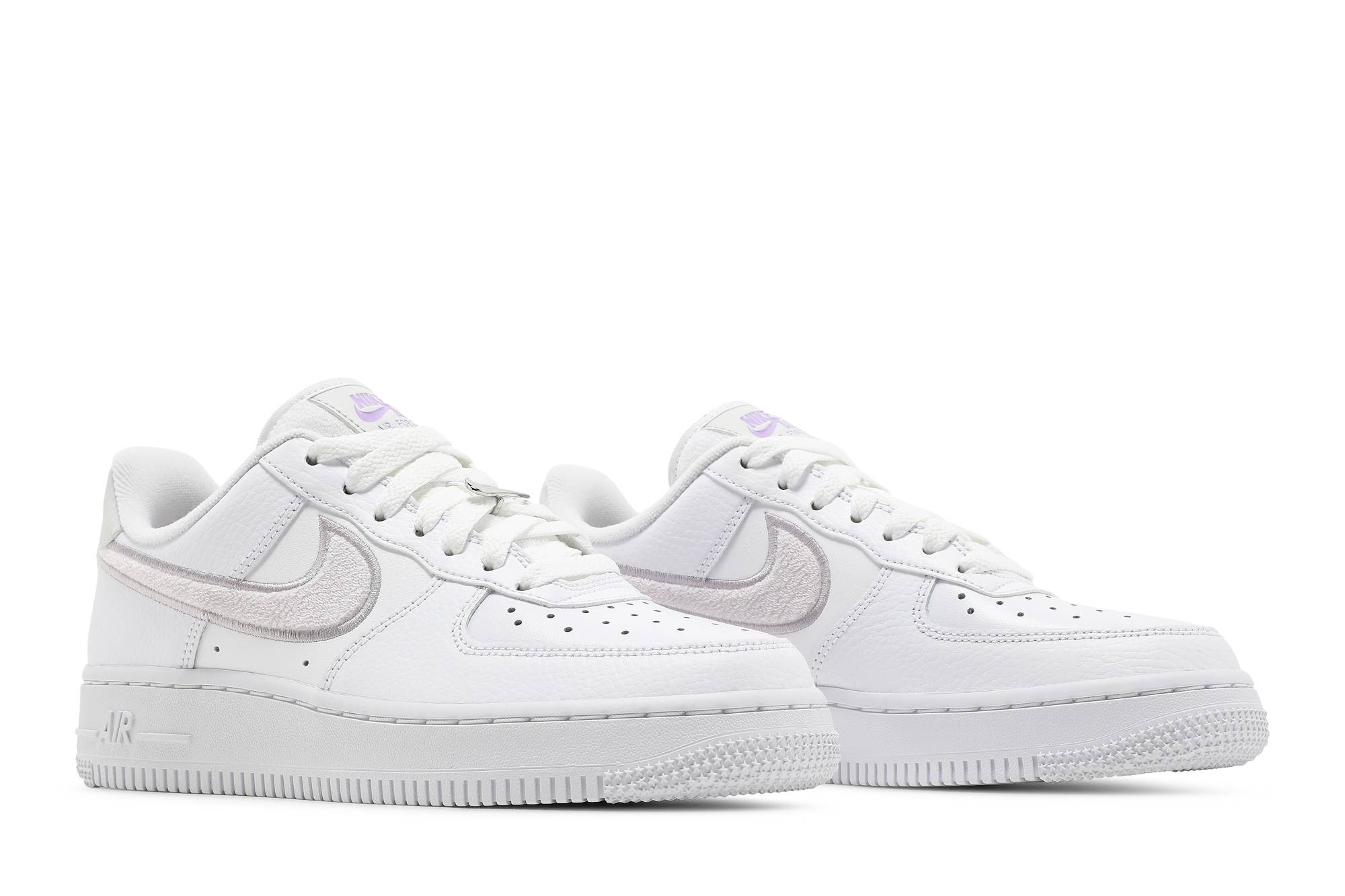 (Women) Nike Air Force 1 07 Essential Chenille Swoosh – White Lilac DN5056-100 Nicesnk