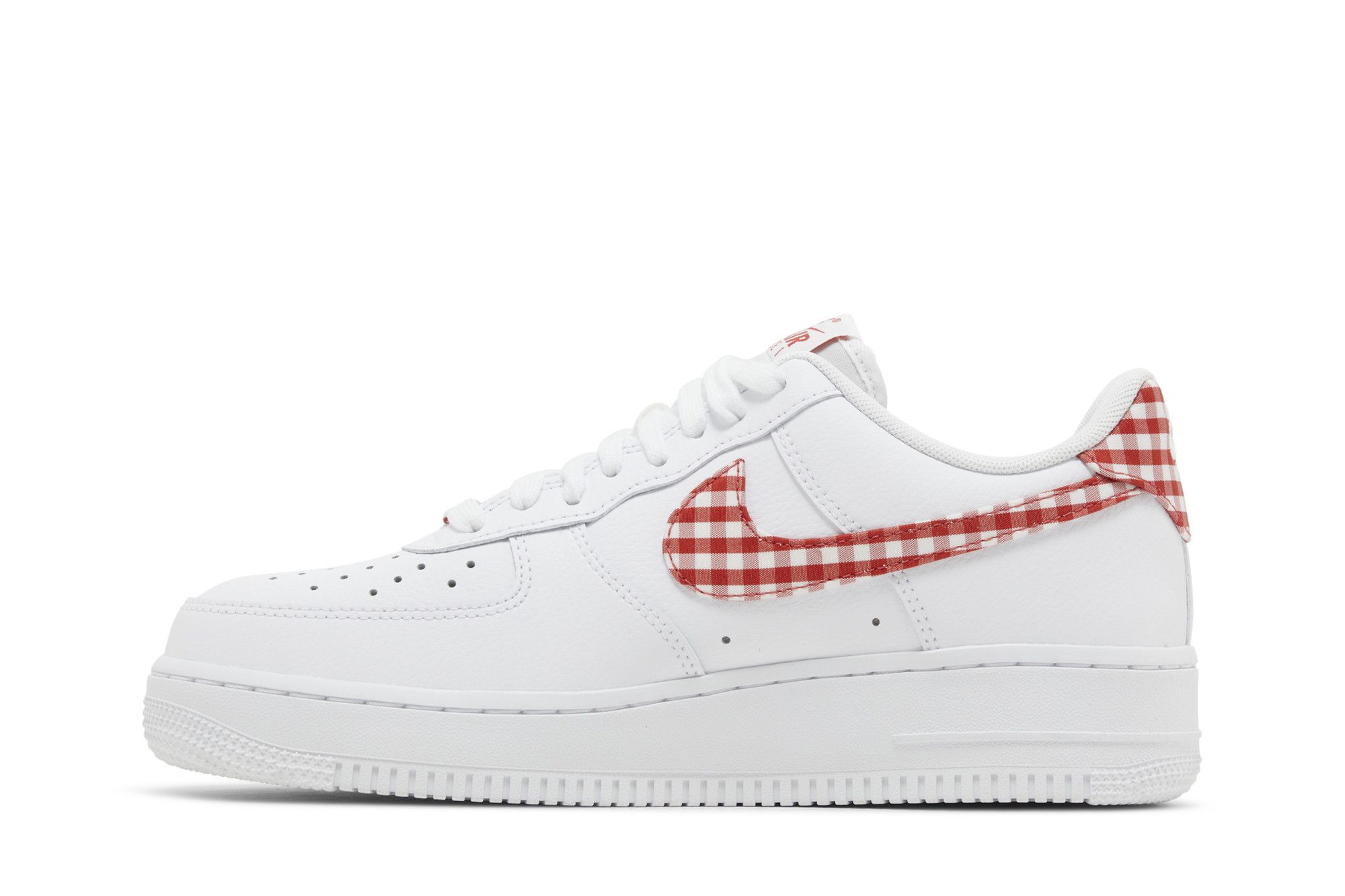 (Women) Nike Air Force 1 07 Essential Mystic Red Gingham DZ2784-101 Nicesnk
