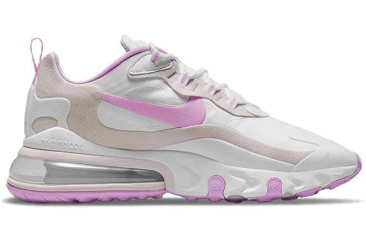 (Women) Nike Air Max 270 React White Fuchsia Glow Platinum Violet CZ1609-100 Nicesnk