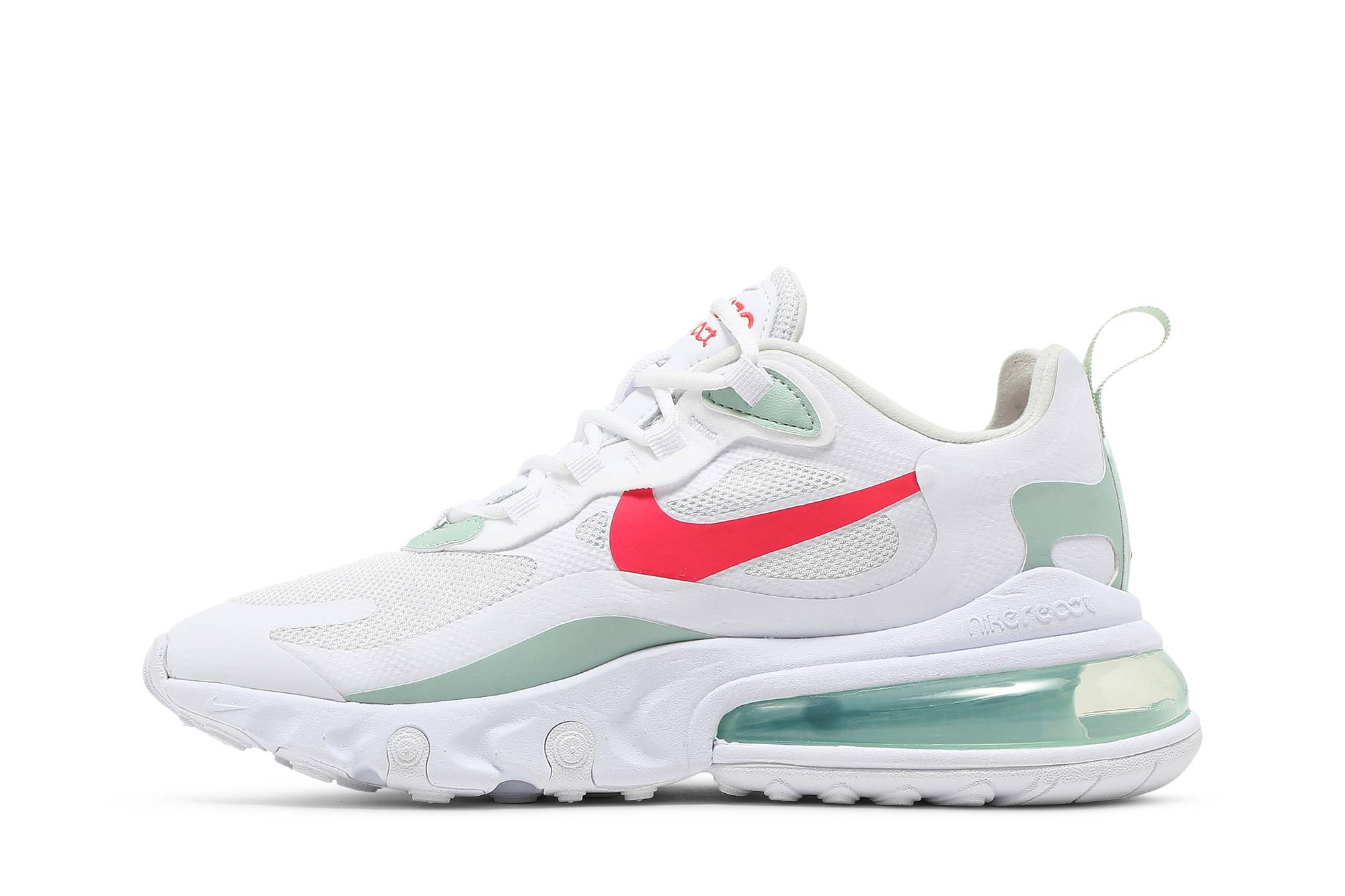 (Women) Nike Air Max 270 React White Pistachio Crimson CV3025-100 Nicesnk