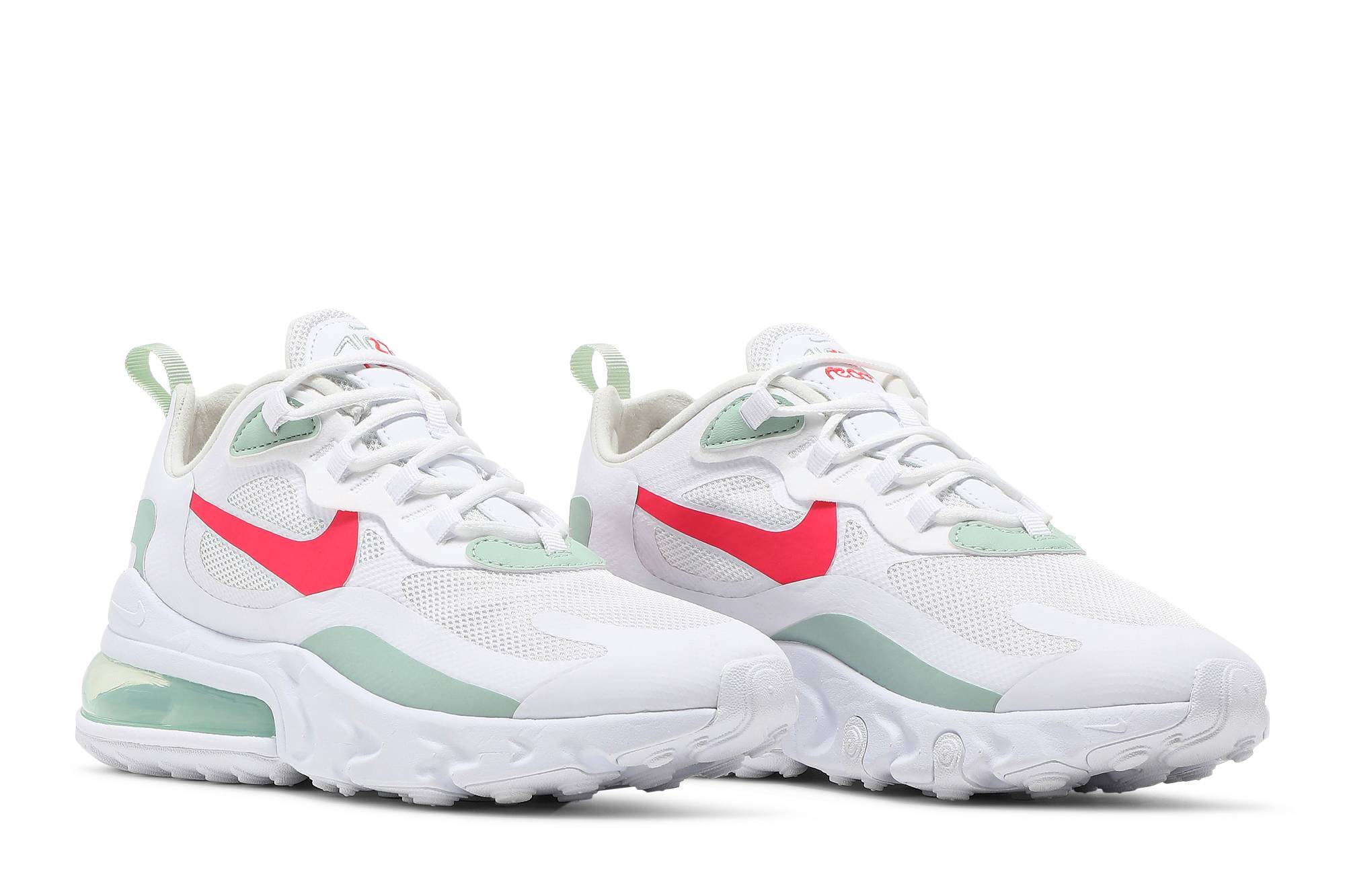 (Women) Nike Air Max 270 React White Pistachio Crimson CV3025-100 Nicesnk