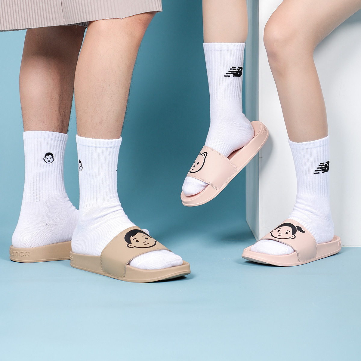 (Women) New Balance Noritake x 200 Series Illustration Crossover Stylish Sports Slippers Pink SWF200NP Nicesnk