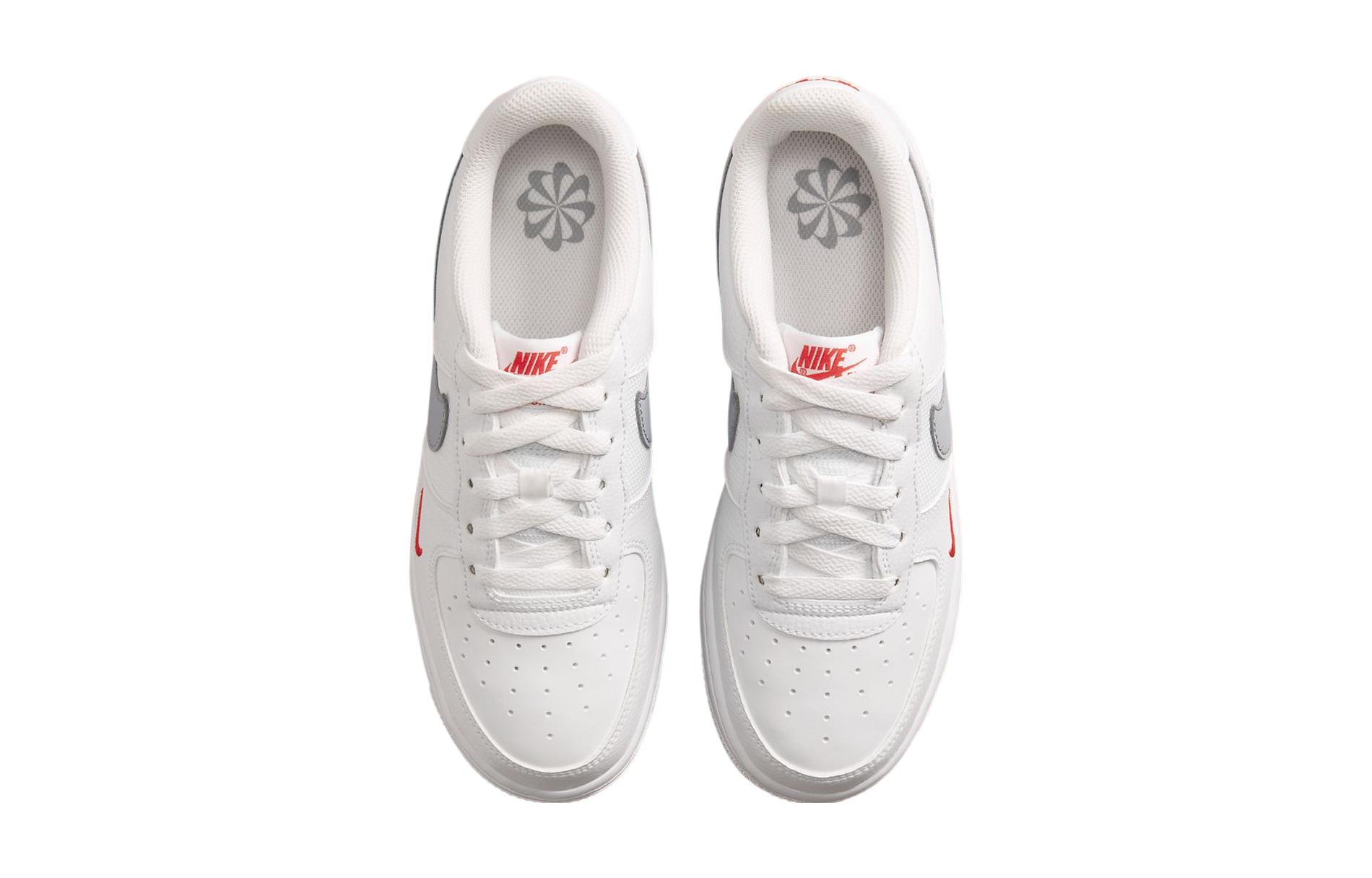 (Youth) Nike Air Force 1 Low White Grey Red FD9772-100 Nicesnk