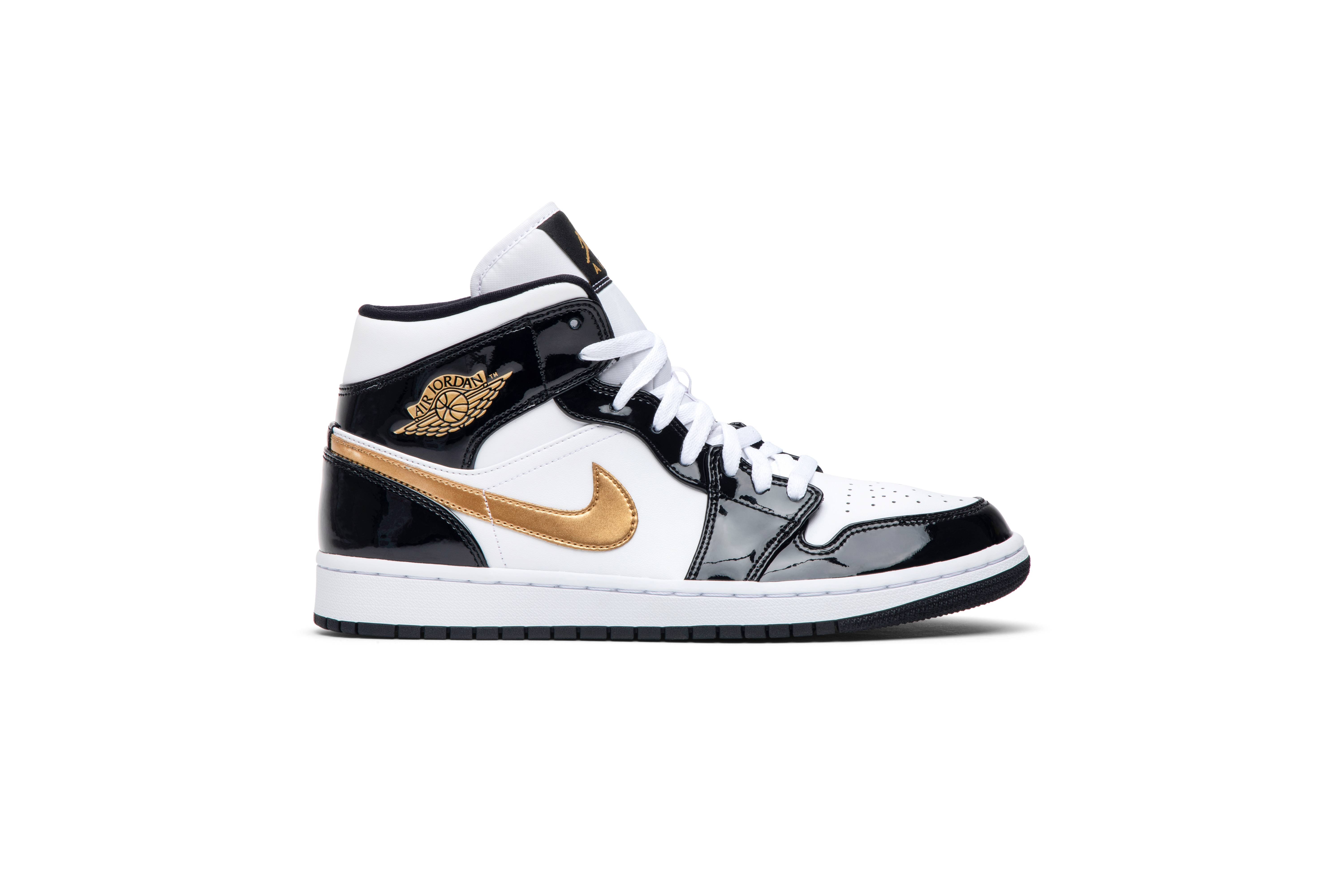 Air Jordan 1 Mid Patent Black Gold 852542-007 Nicesnk