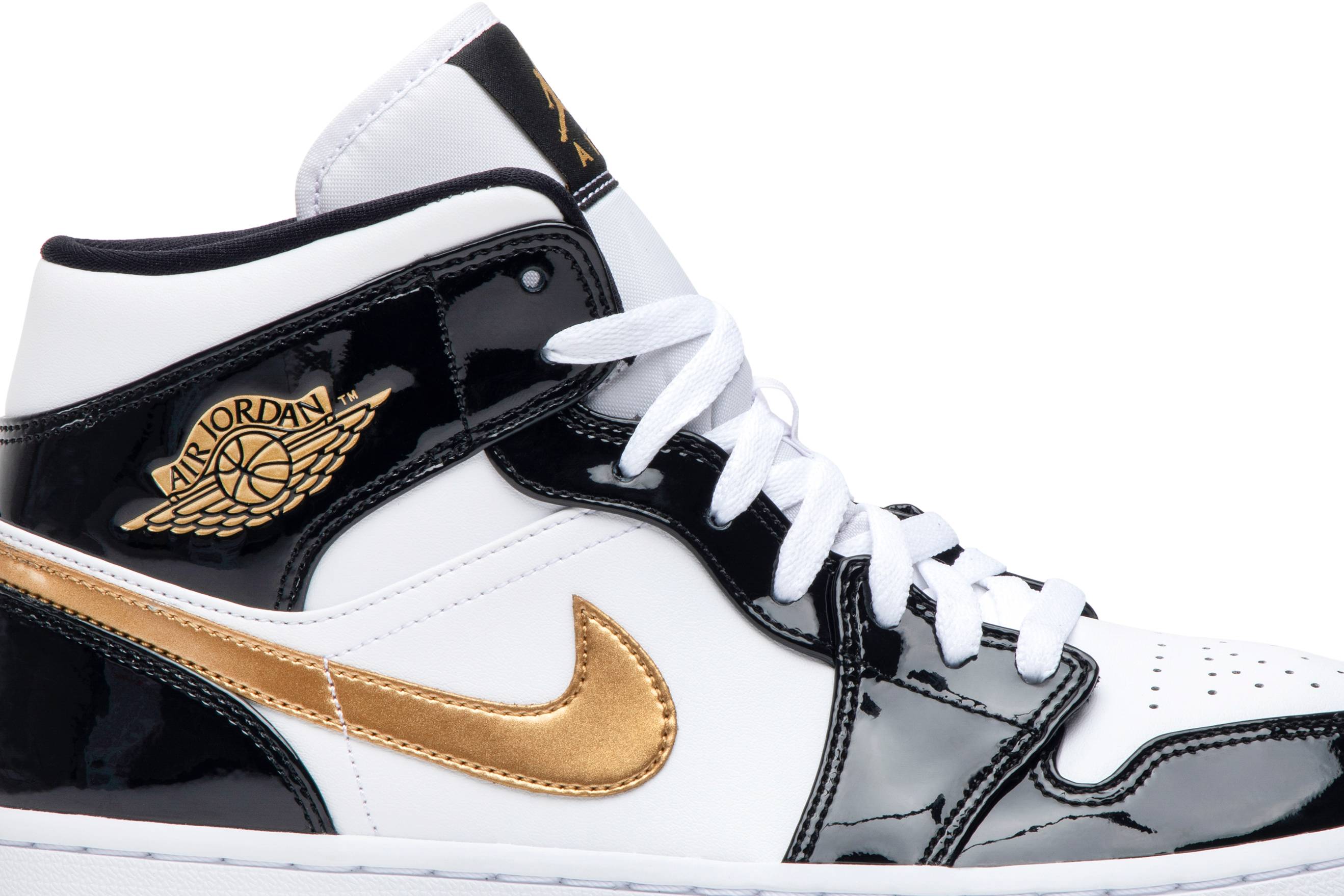 Air Jordan 1 Mid Patent Black Gold 852542-007 Nicesnk