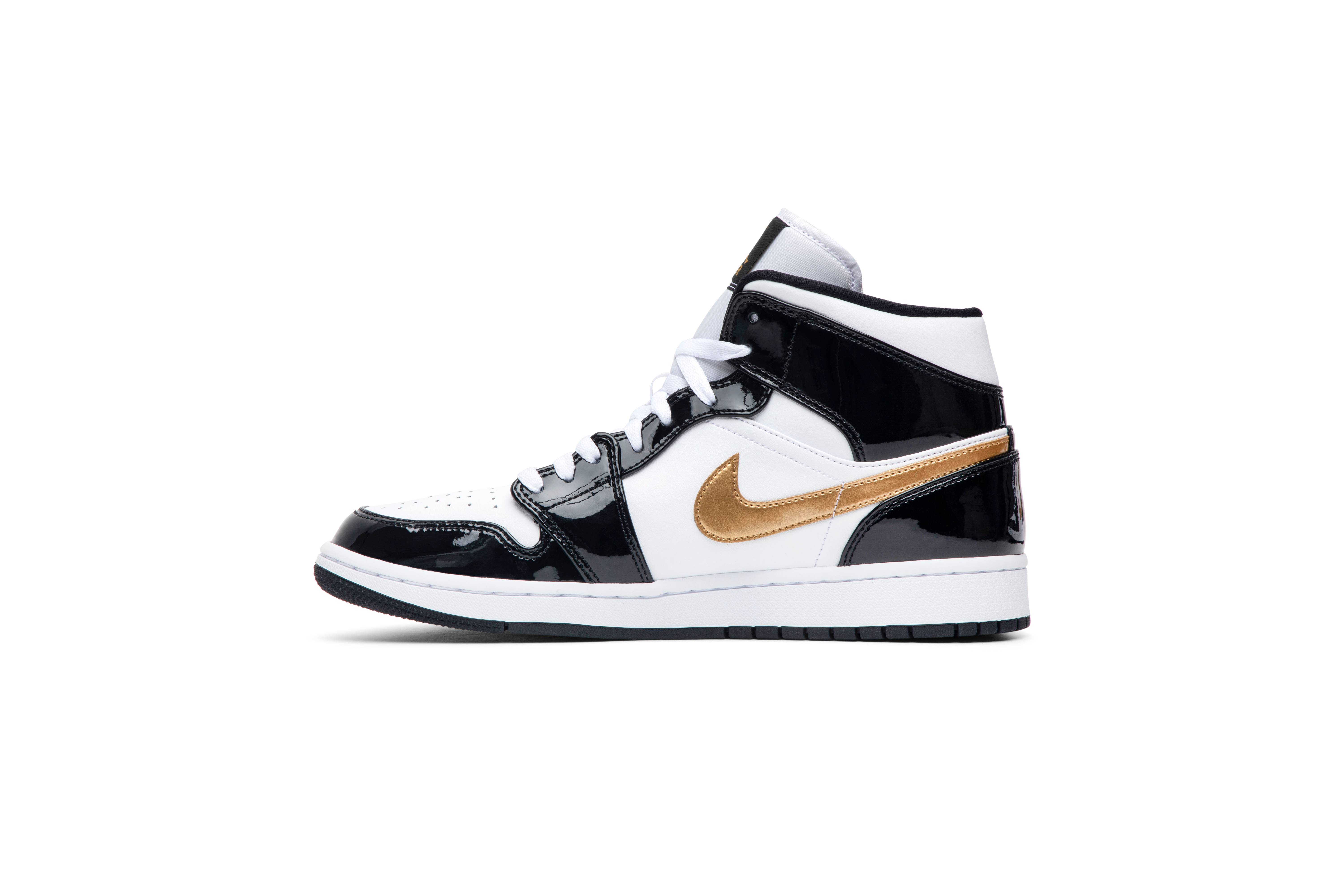 Air Jordan 1 Mid Patent Black Gold 852542-007 Nicesnk