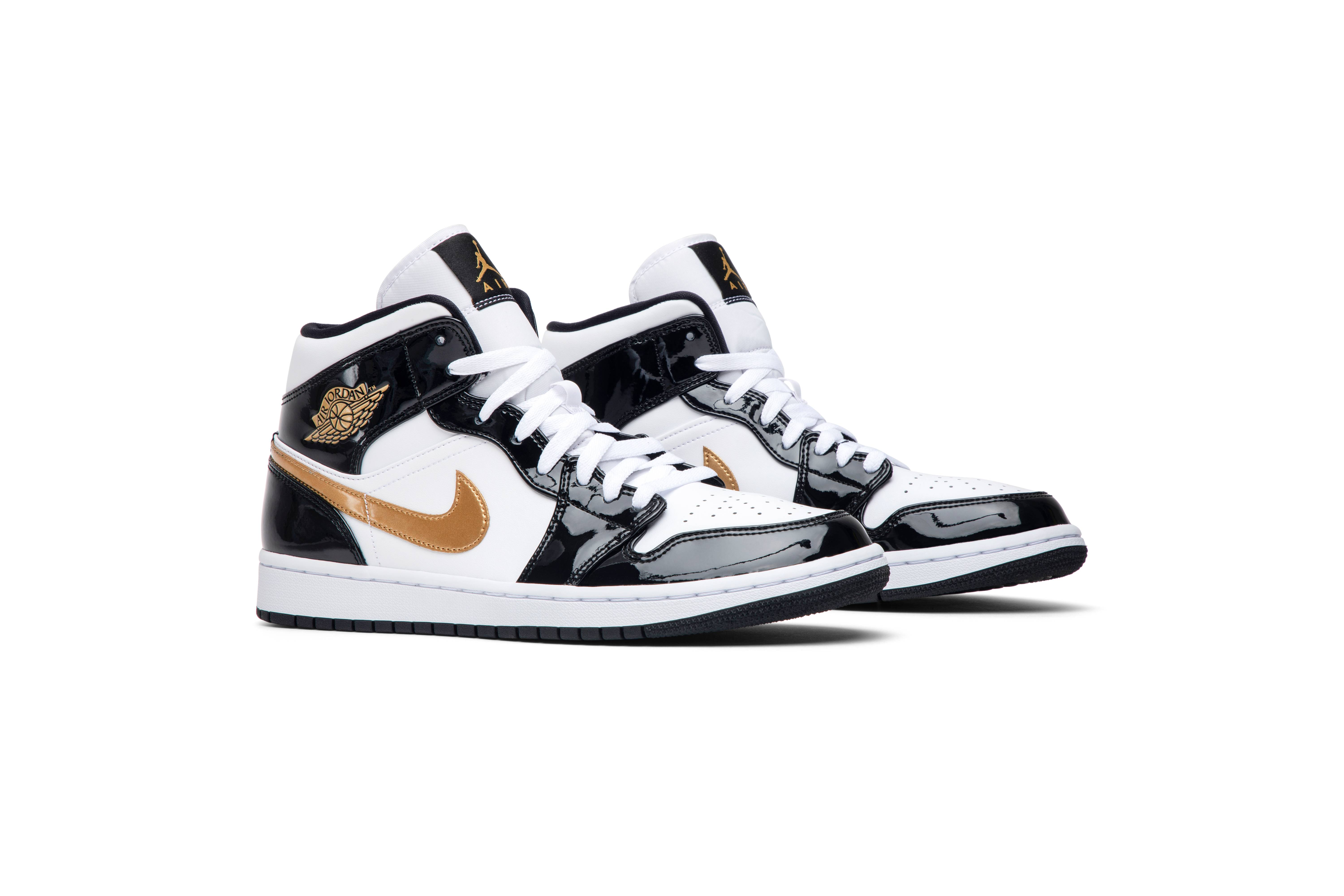 Air Jordan 1 Mid Patent Black Gold 852542-007 Nicesnk