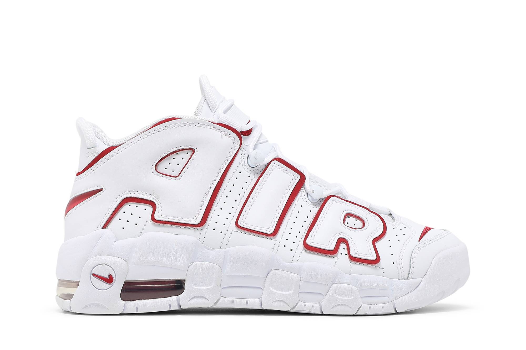 (Grade School) Nike Air More Uptempo 2021 White Varsity Red DJ5988-100 Nicesnk