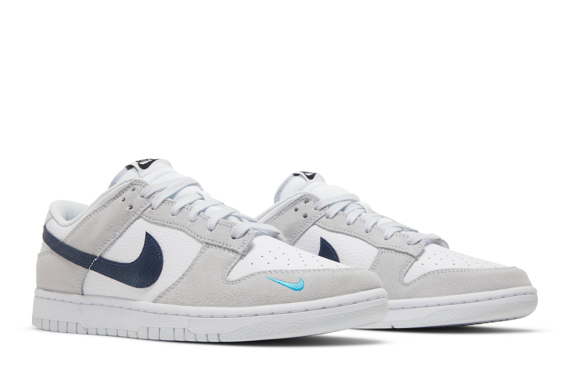 Nike Dunk Low White Grey Navy Aqua Mini Swoosh FJ4227-001 Nicesnk