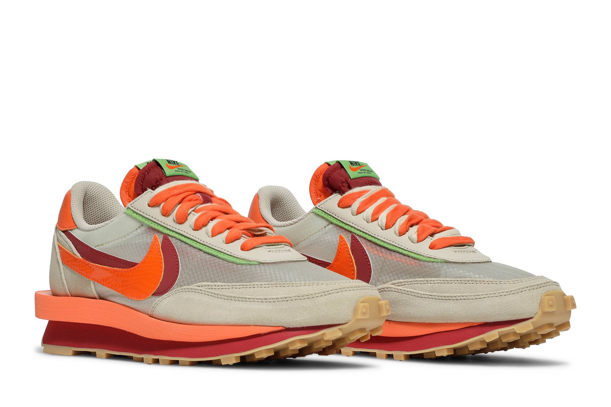 sacai x CLOT x Nike LDWaffle Net Orange Blaze DH1347-100 Nicesnk